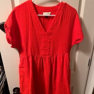 orange linen dress with pockets